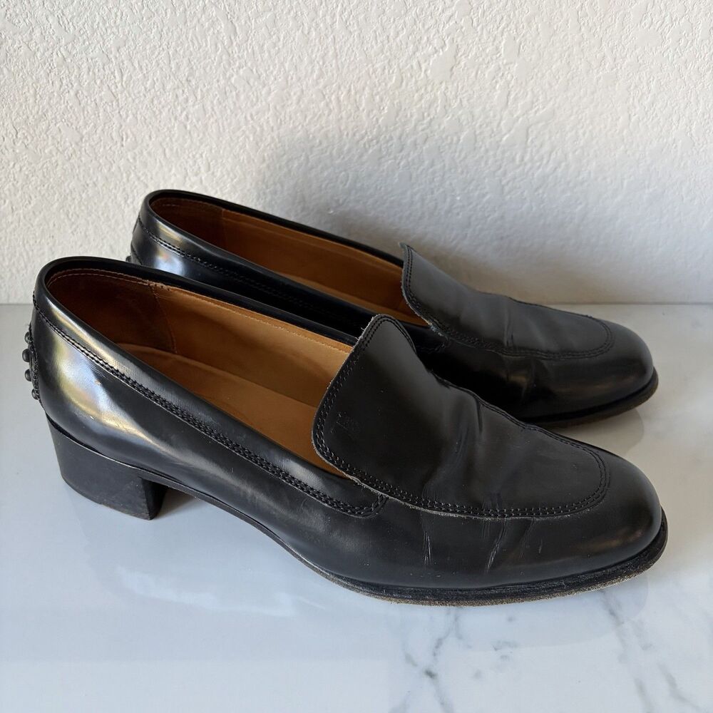 Tod’s Women’s Leather Loafer Pumps Size 7 Black